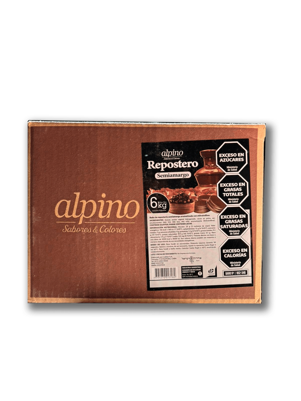 Baño de reposteria semiamargo Alpino (cód. bar01p) - caja 6 kg