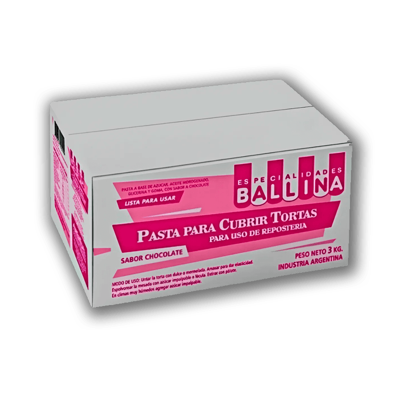 Pasta ballina para cubrir tortas sabor chocolate - caja 3 kg