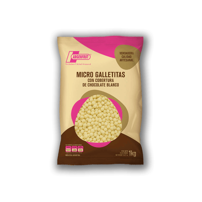 Micro galletitas chocolate blanco argenfrut 105.200 - bolsa 1 kg