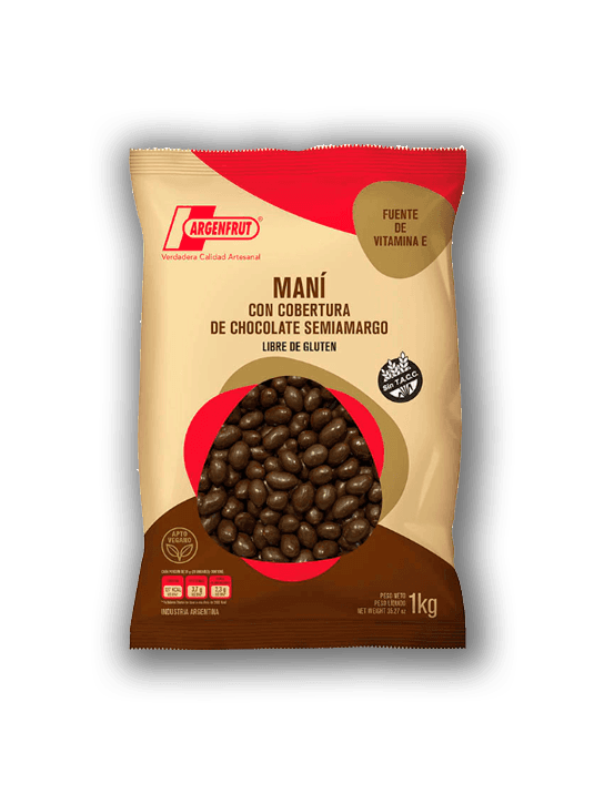 Maní con chocolate semiamargo argenfrut 106001 - bolsa 1 kg