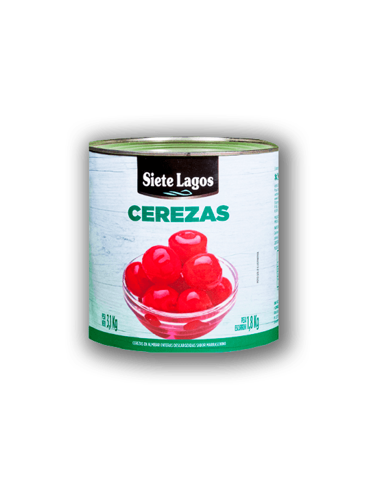 Cerezas en almíbar al marraschino siete lagos - lata 3.1 ks