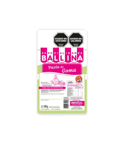 Pasta de goma ballina color blanco - envase 500 g